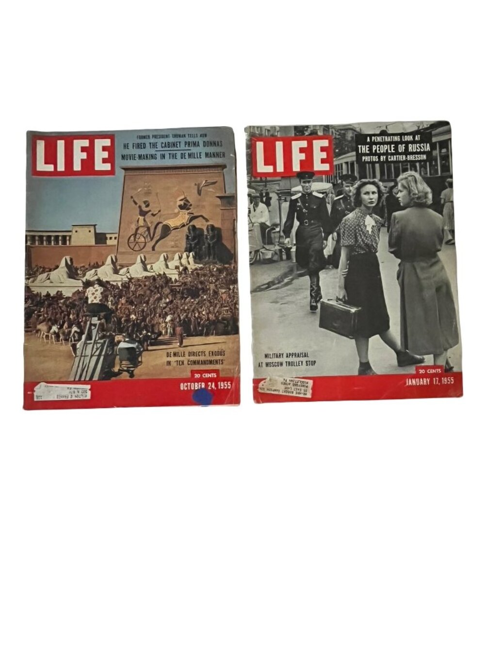 Vintage LIFE Magazine Lot 1955 January 17 & October 24 Issues Mid Century Ads Am